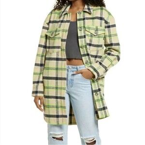 NWOT BP Womens Shacket Jacket Tan Ravenwood Plaid Flannel Size XXS
